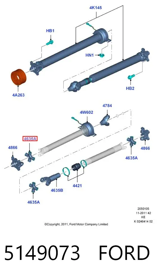 Krzyżak wału Cardana tylnego 5149073 Ford