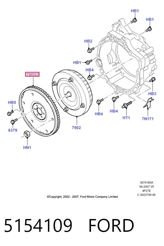 Koło zamachowe silnika 5154109 Ford