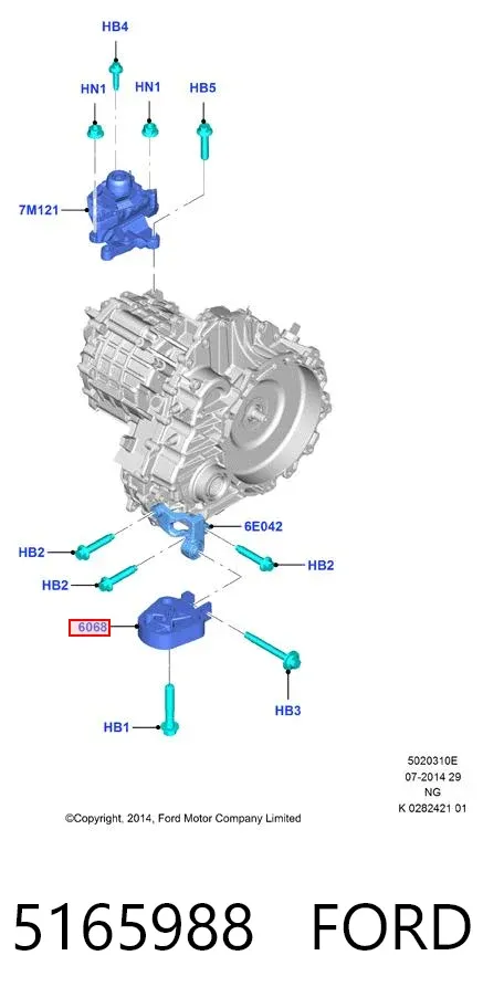 Poduszka (podpora) silnika tylna 5165988 Ford