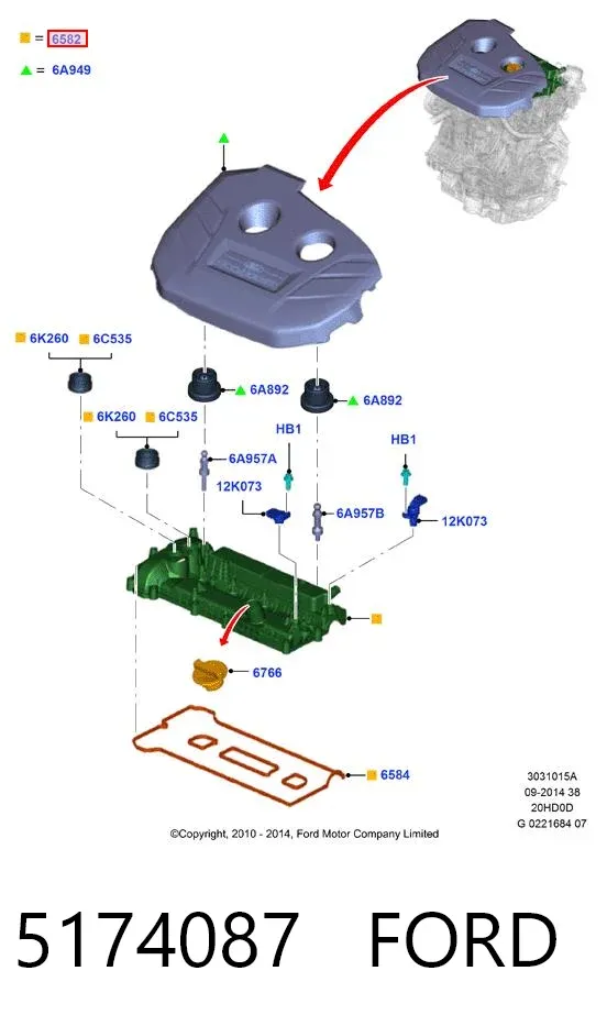 Pokrywa zaworowa 5174087 Ford