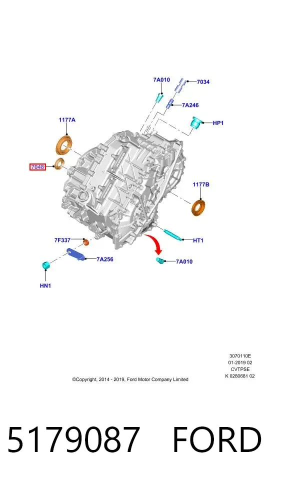 Uszczelniacz automatycznej/mechanicznej slrzyni biegów (wału wejściowego/sprzęgłowego) 5179087 Ford