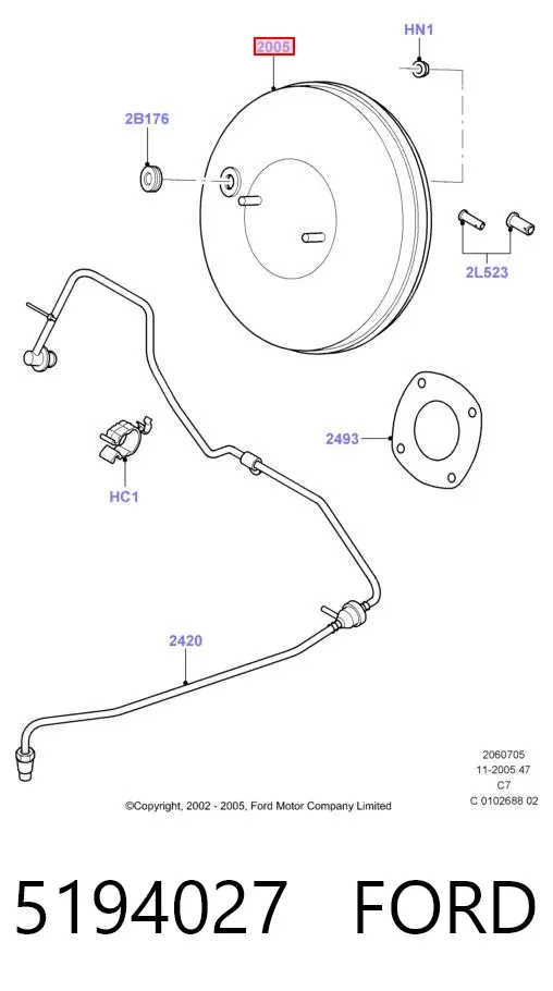 Wzmacniacz próżniowy hamulców Ford Connect TC7