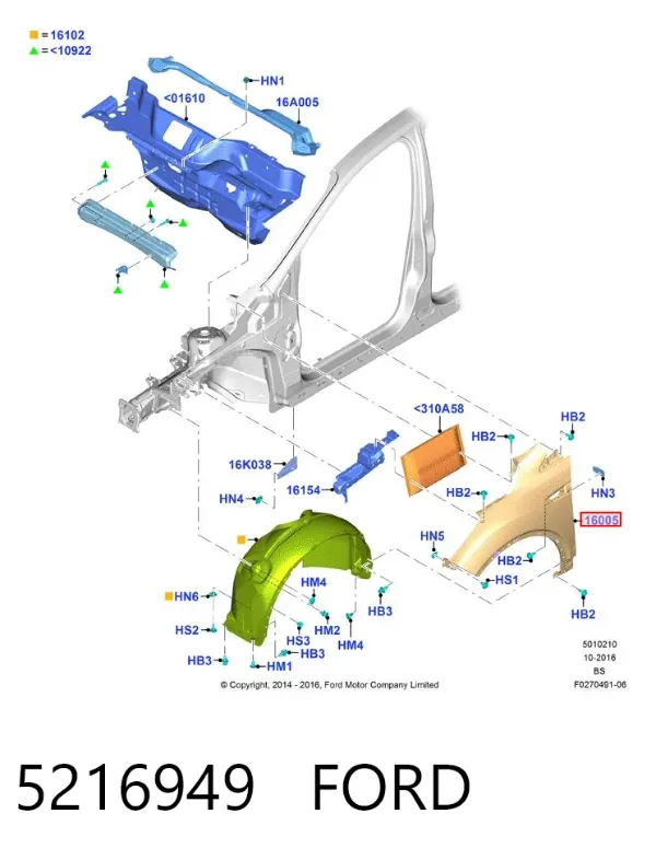 Błotnik przedni prawy 5216949 Ford