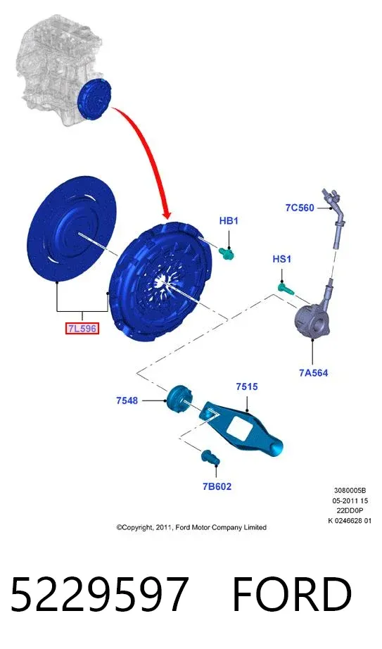 Zestaw sprzęgła (3 części) 5229597 Ford