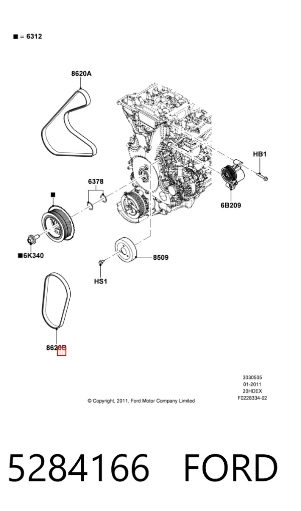 Pas napędowy mechanizmów 5284166 Ford