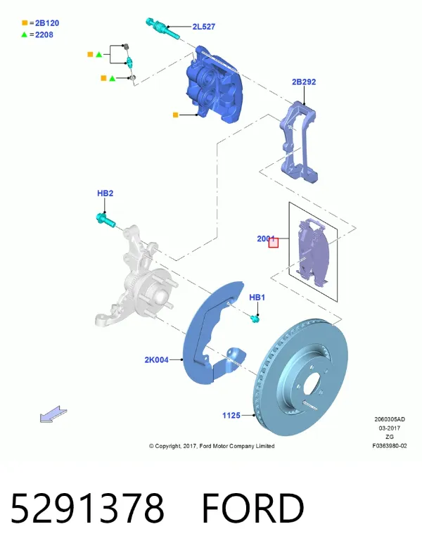Klocki hamulcowe przednie tarczowe 5291378 Ford