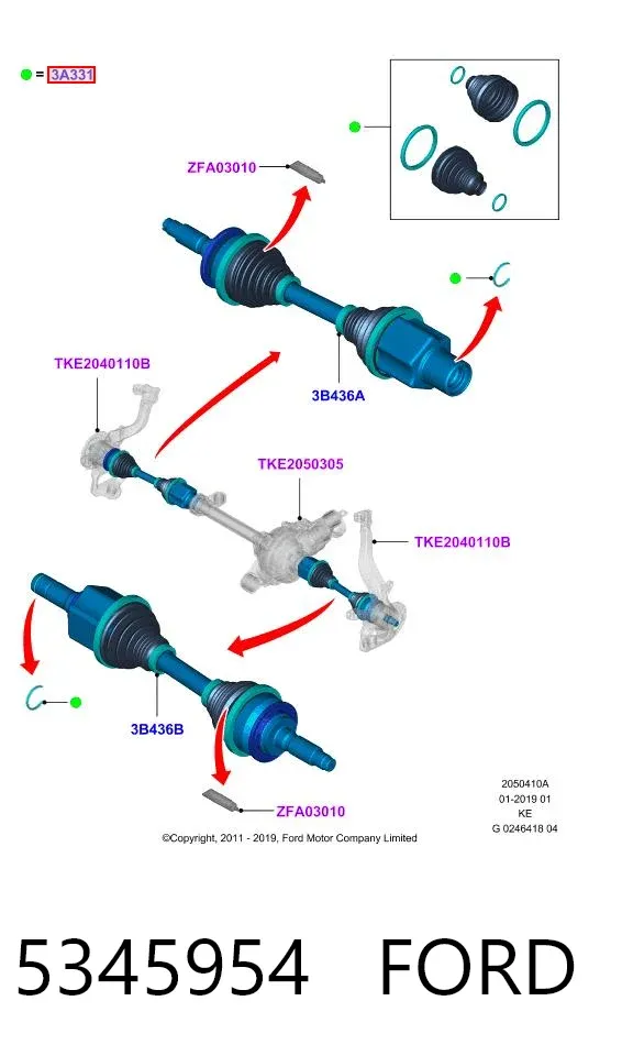 Osłona przegubu homokinetycznego półosi przedniej zewnętrzna 5345954 Ford