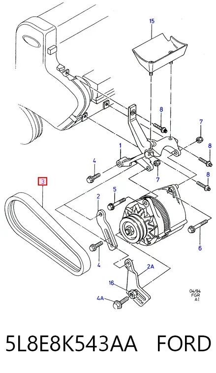 Pas napędowy mechanizmów 5L8E8K543AA Ford
