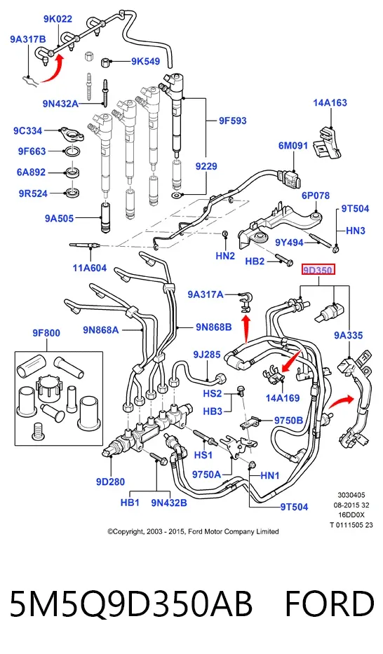 Rurka paliwa, zwrotna od wtryskiwaczy 5M5Q9D350AB Ford