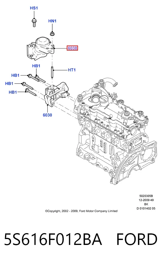 Poduszka (podpora) silnika prawa 5S616F012BA Ford
