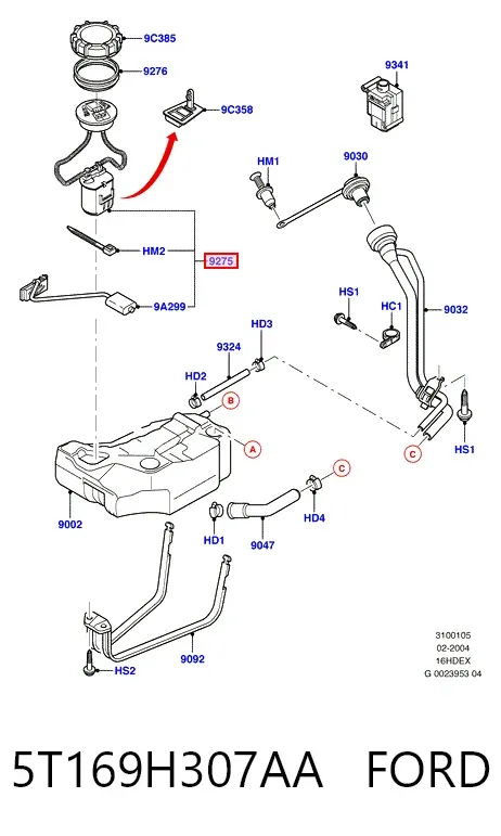 Moduł pompy paliwowej z czujnikiem poziomu paliwa 5T169H307AA Ford