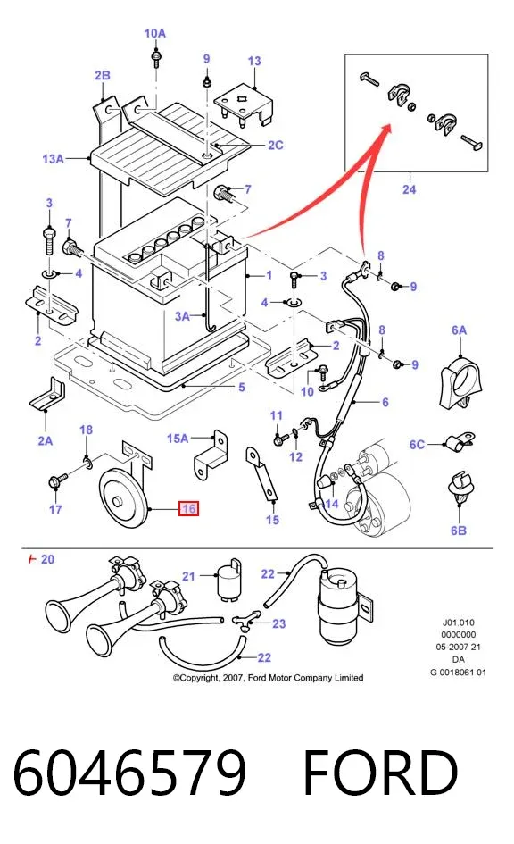 Sygnał dźwiękowy (klakson) 6046579 Ford