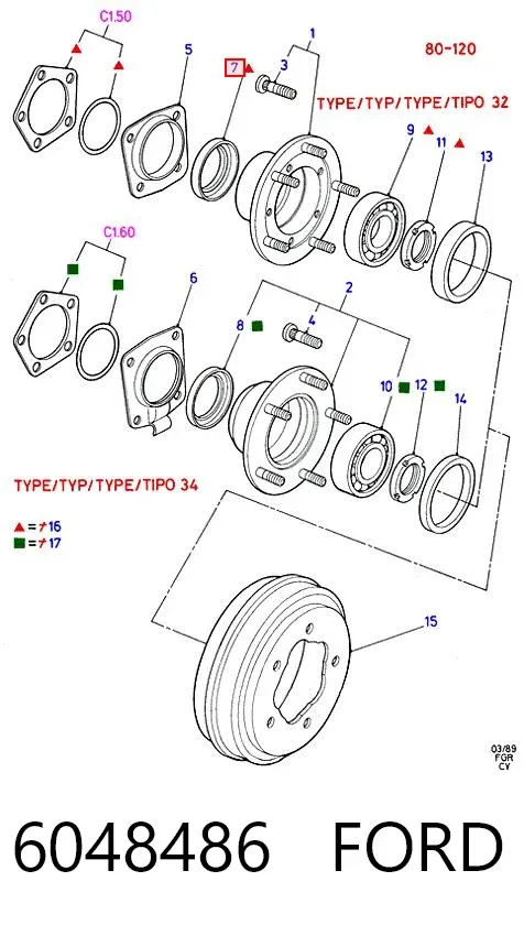 Uszczelniacz wału korbowego przedni 6048486 Ford