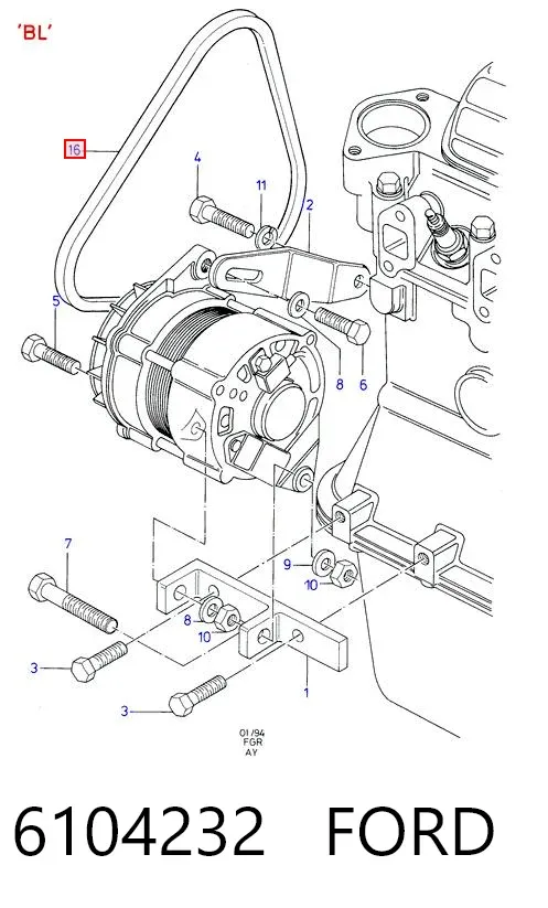Pas napędowy mechanizmów 6104232 Ford