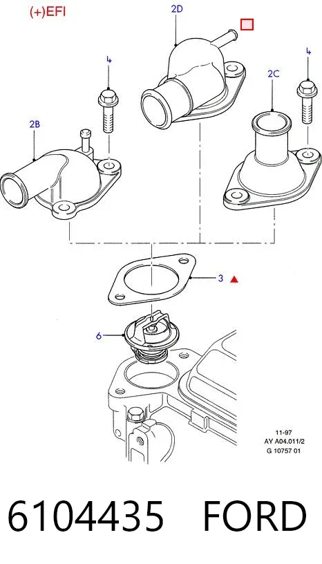 Czujnik temperatury płynu chłodzącego (włączenia wentylatora chłodnicy) 6104435 Ford