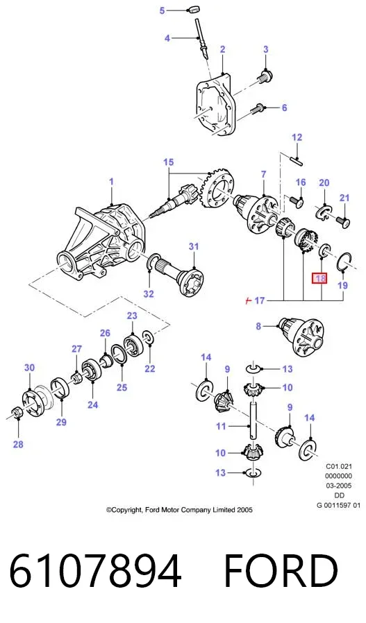 Uszczelniacz reduktora mostu tylnego 6107894 Ford