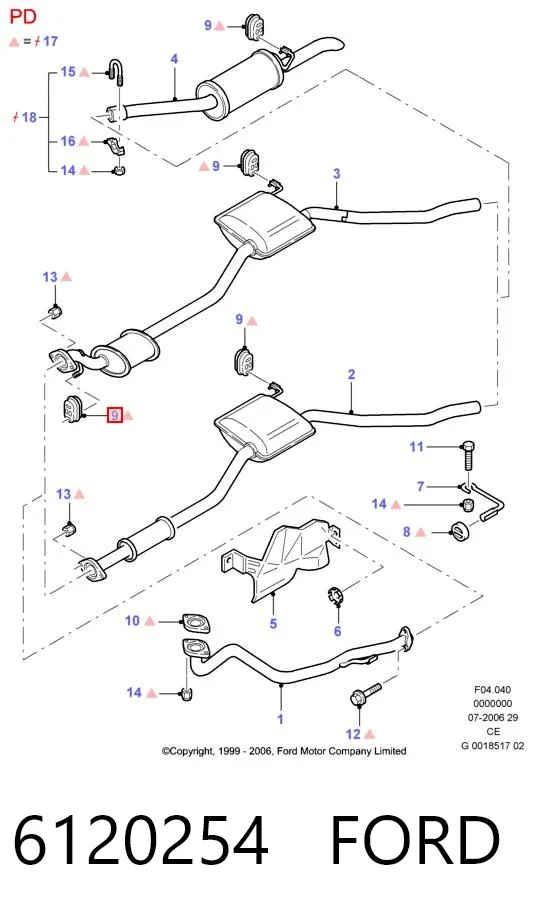 Poduszka mocowania tłumika 6120254 Ford