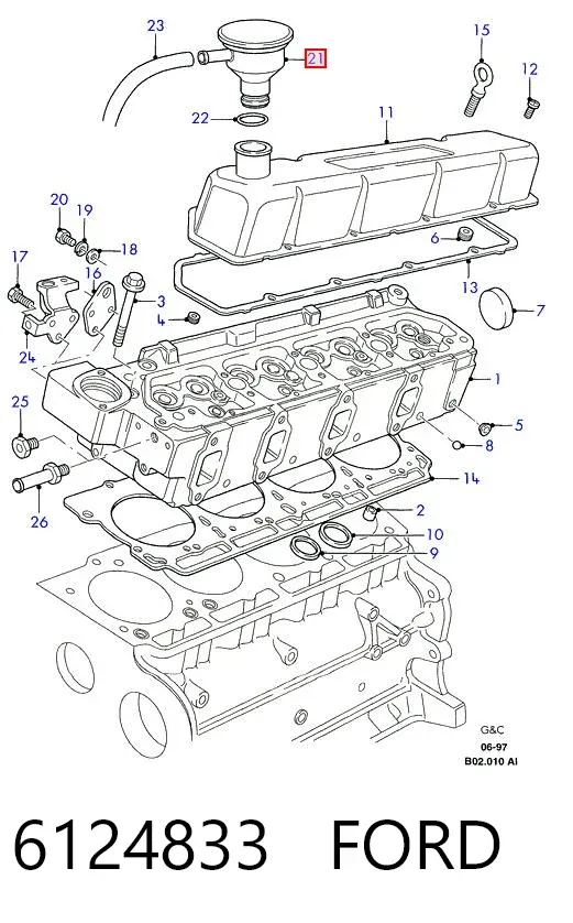 Korek wlewu oleju 6124833 Ford