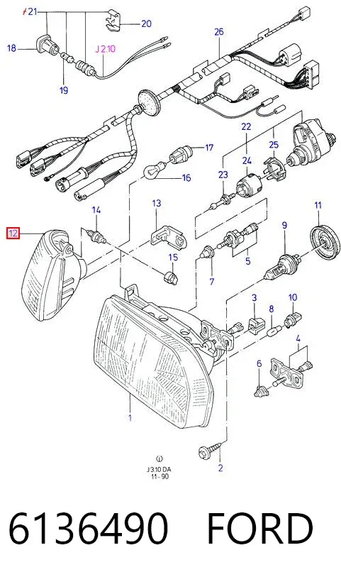 Kierunkowskaz lewy 6136490 Ford