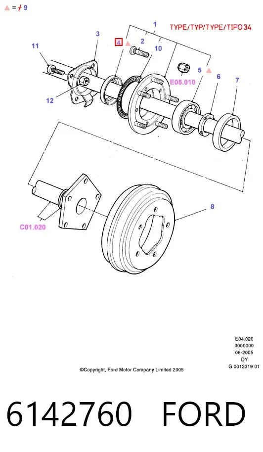 Uszczelniacz piasty tylnej 6142760 Ford