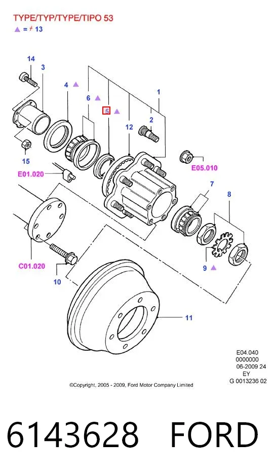Uszczelniacz piasty tylnej zewnętrzny 6143628 Ford