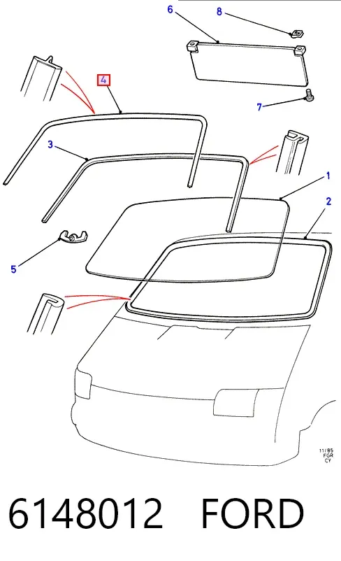 Listwa ochronna szyby przedniej 6148012 Ford