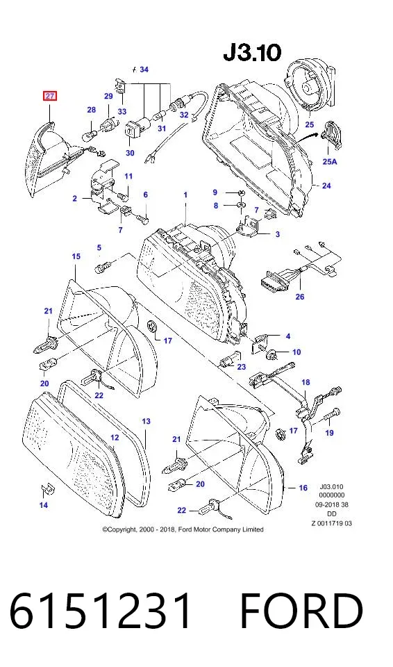 Kierunkowskaz prawy 6151231 Ford