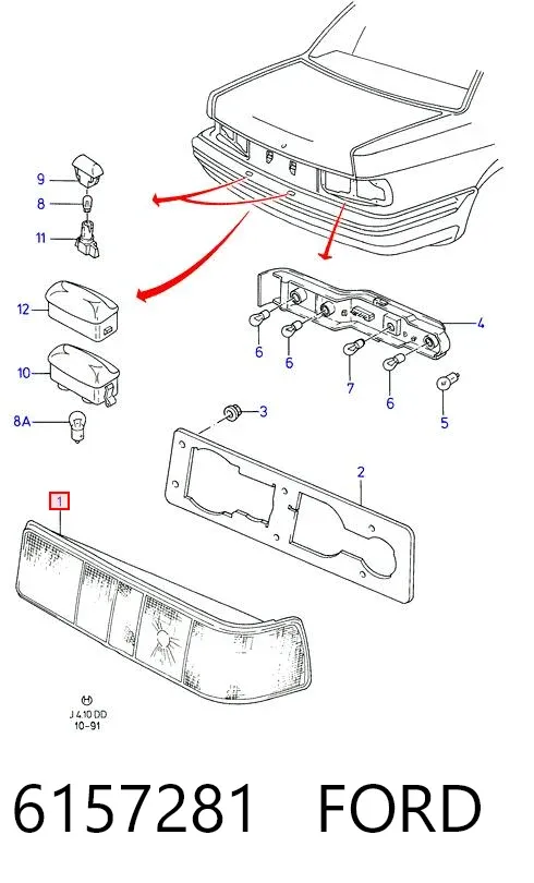 Lampa zespolona tylna prawa 6157281 Ford