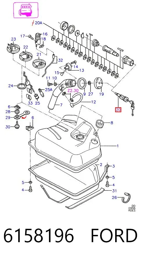 Korek wlewu paliwa 6158196 Ford