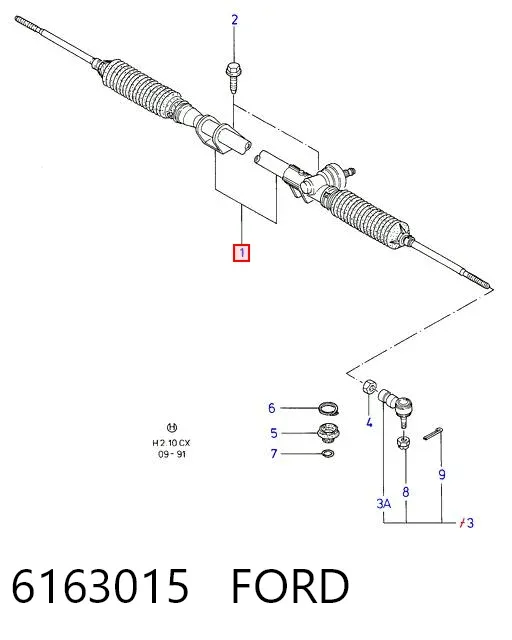 Listwa kierownicza (maglownica) 6163015 Ford