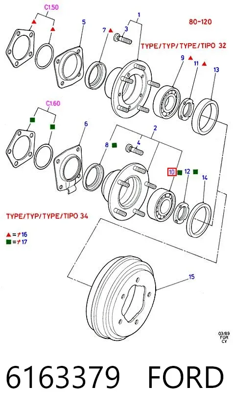 Lożysko piasty tylnej 6163379 Ford