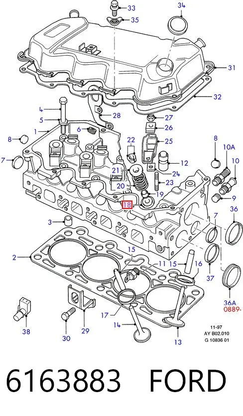 Uszczelniacz zaworu dolotowego/wylotowego 6163883 Ford