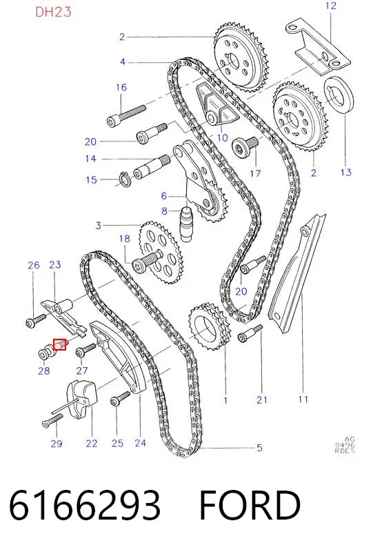 Napinacz łańcucha pompy oleju 6166293 Ford