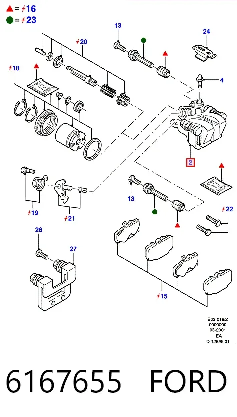Zacisk hamulcowy tylny lewy 6167655 Ford