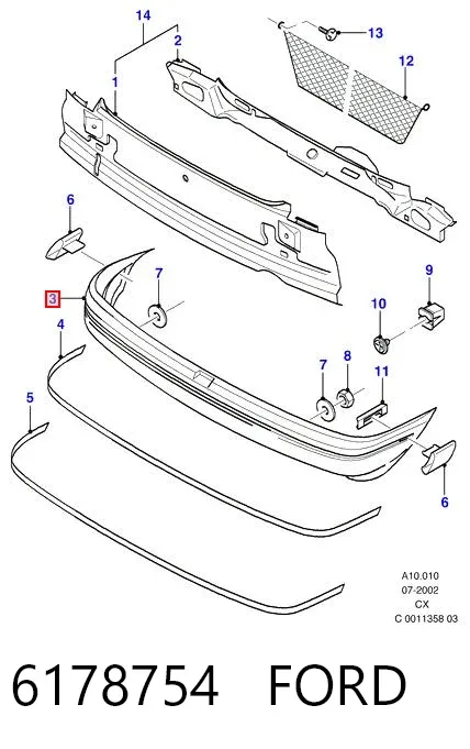 Zderzak tylny 6178754 Ford