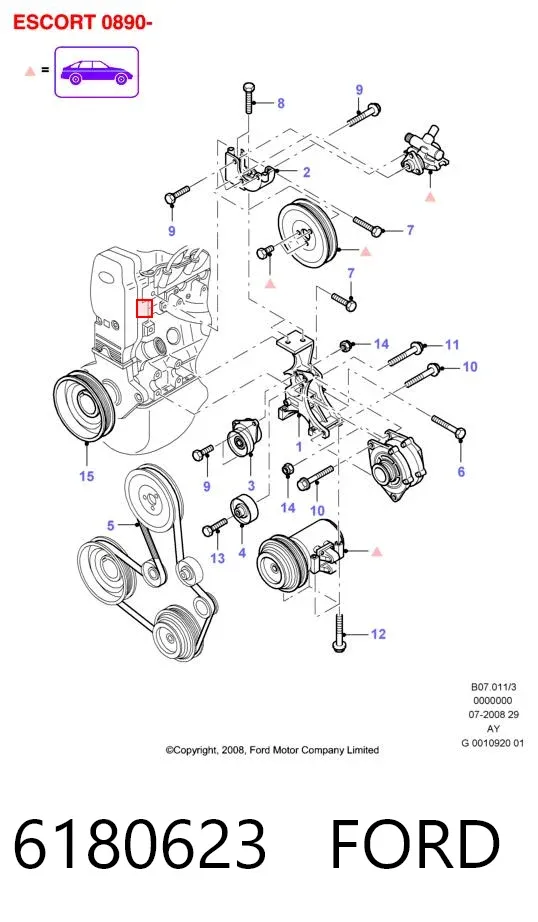 Napinacz paska napędowego 6180623 Ford