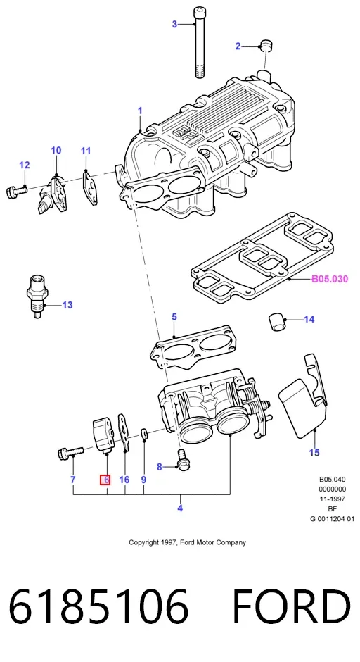 Czujnik położenia przepustnicy (potencjometr) 6185106 Ford