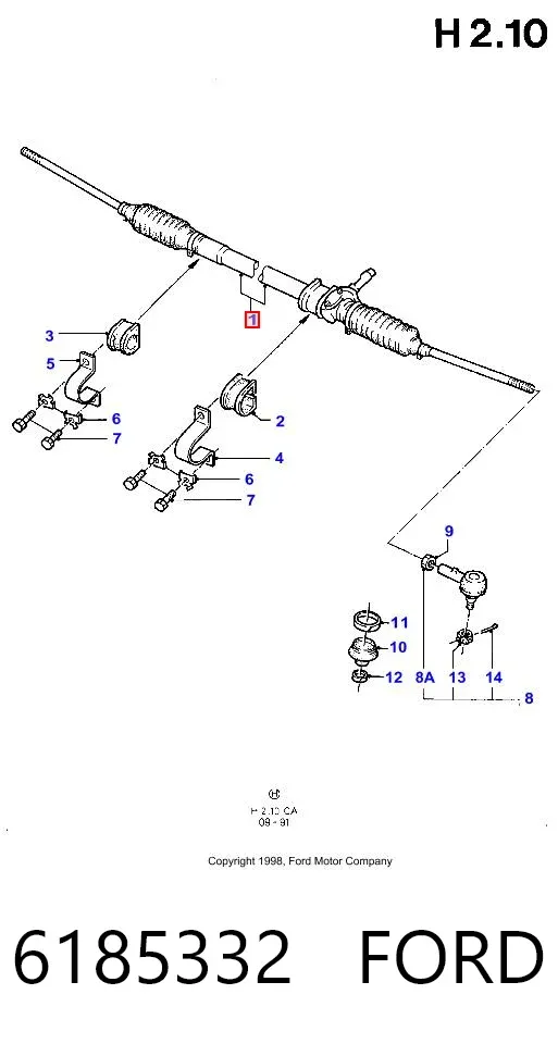 Listwa kierownicza (maglownica) 6185332 Ford