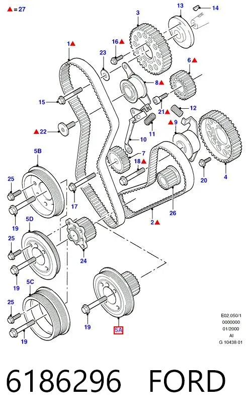 Koło pasowe wału korbowego 6186296 Ford