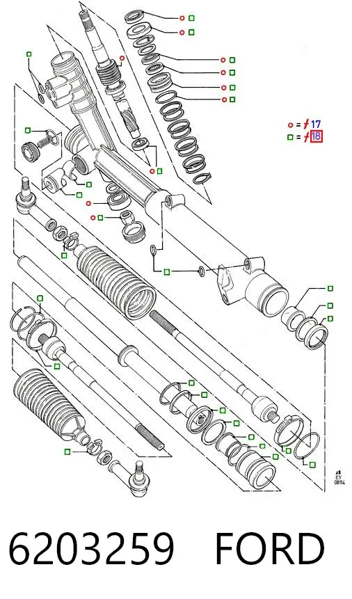 Zestaw naprawczy maglownicy (mechanizmu) (zestaw uszczelniaczy) 6203259 Ford