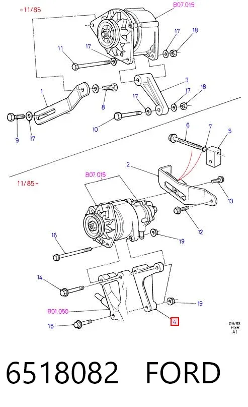 Wspornik alternatora 6518082 Ford