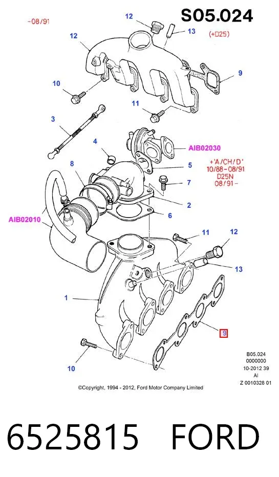 Uszczelka kolektora ssącego 6525815 Ford