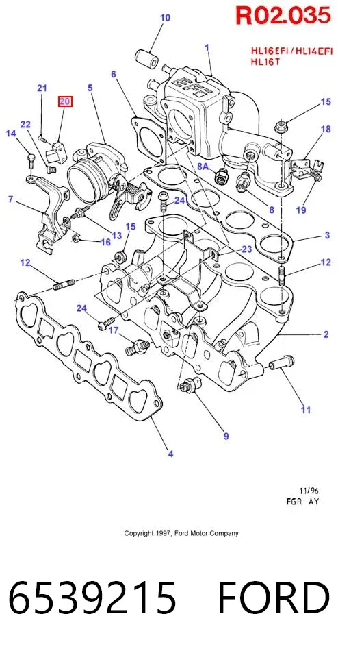 Czujnik położenia przepustnicy (potencjometr) 6539215 Ford
