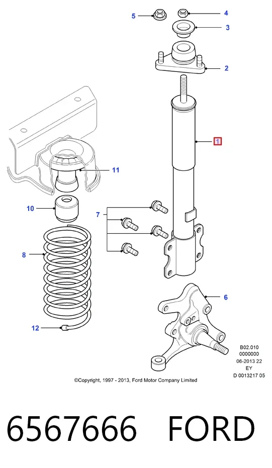 Amortyzator przedni 6567666 Ford