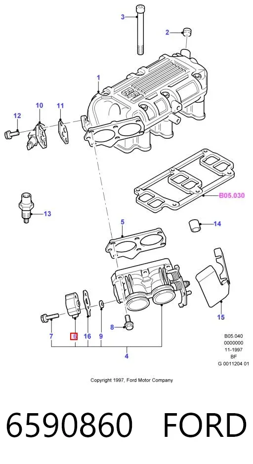 Czujnik położenia przepustnicy (potencjometr) 6590860 Ford