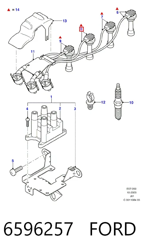Zestaw przewodów wysokiego napięcia 6596257 Ford