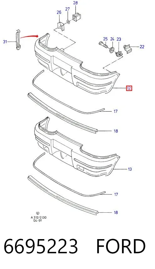 Zderzak przedni 6695223 Ford