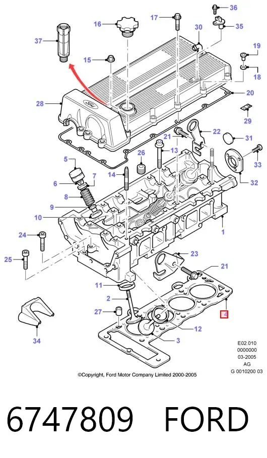 Uszczelka głowicy cylindrów 6747809 Ford
