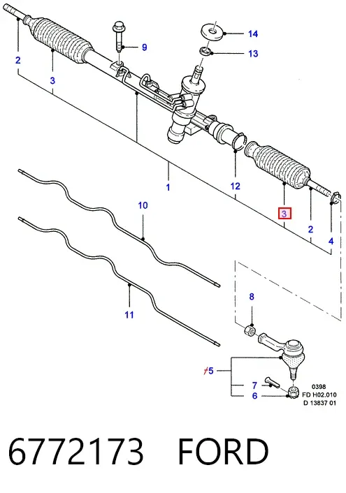Osłona mechanizmu kierowniczego (maglownicy) 6772173 Ford