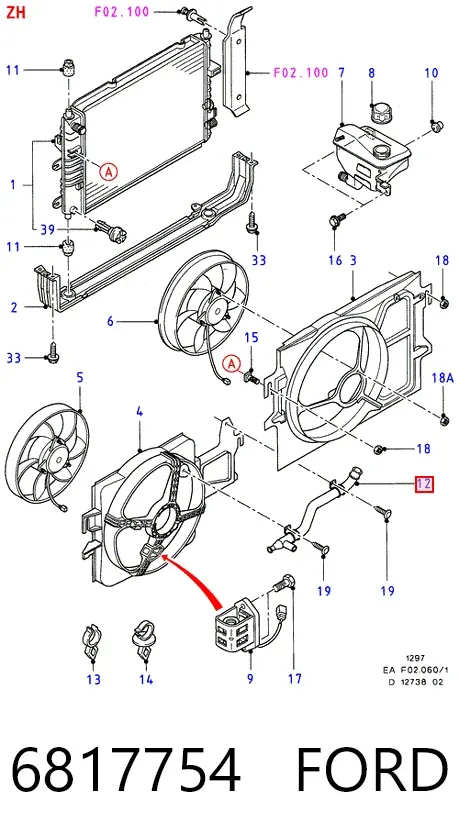 Przewód (króciec) układu chłodzenia 6817754 Ford